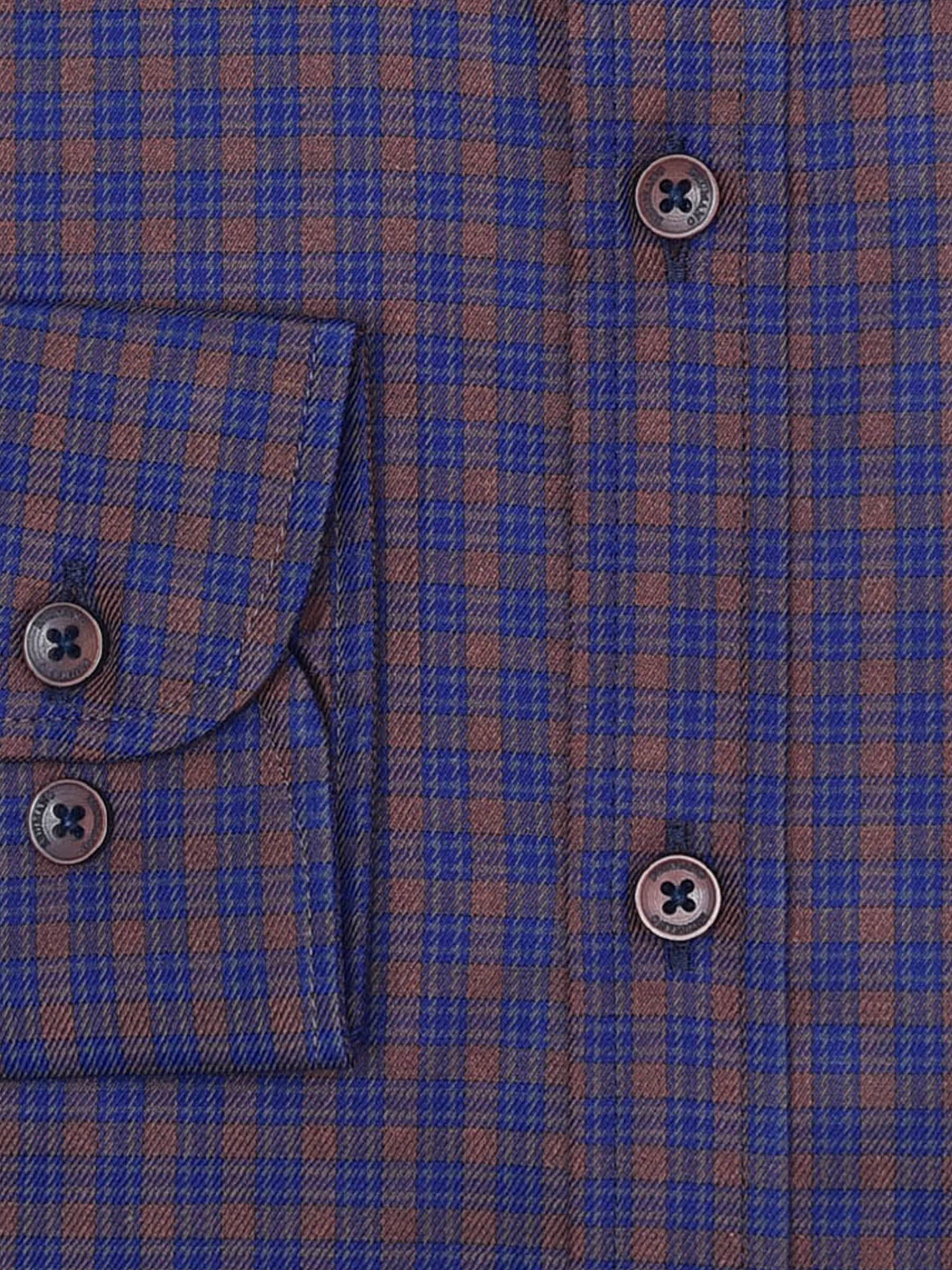 Dark Brown & Navy Blue Gingham Shirt - Luxe