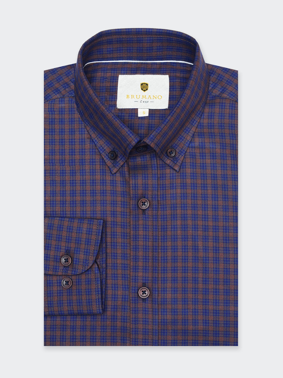 Dark Brown & Navy Blue Gingham Shirt - Luxe