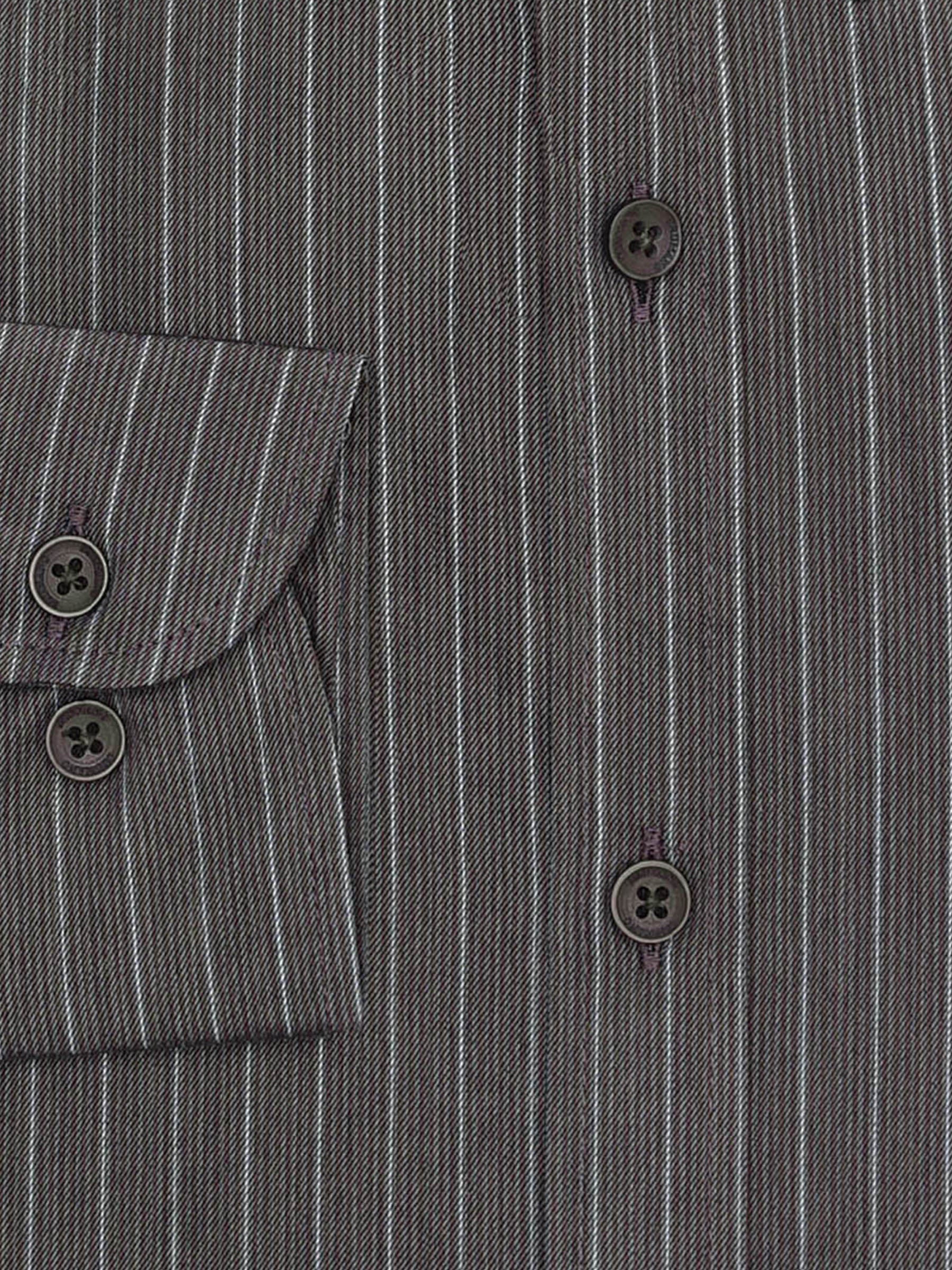 Dark Brown Striped Button Down Formal Shirt - Luxe