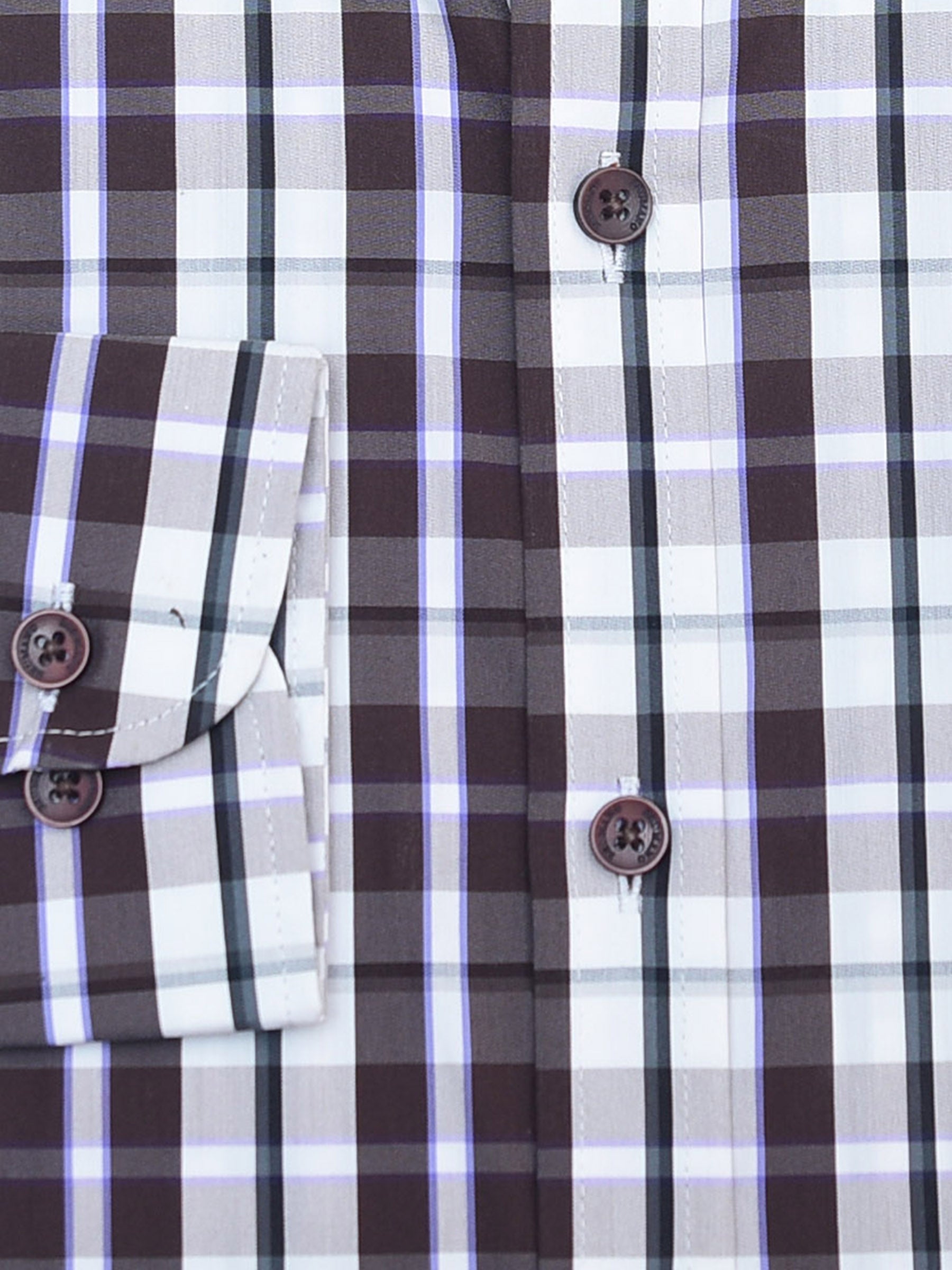Dark Brown & White Gingham Formal Shirt - Luxe