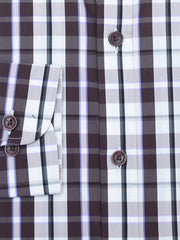 Dark Brown & White Gingham Formal Shirt - Luxe