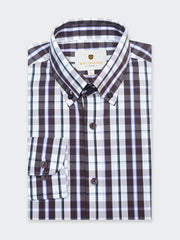 Dark Brown & White Gingham Formal Shirt - Luxe