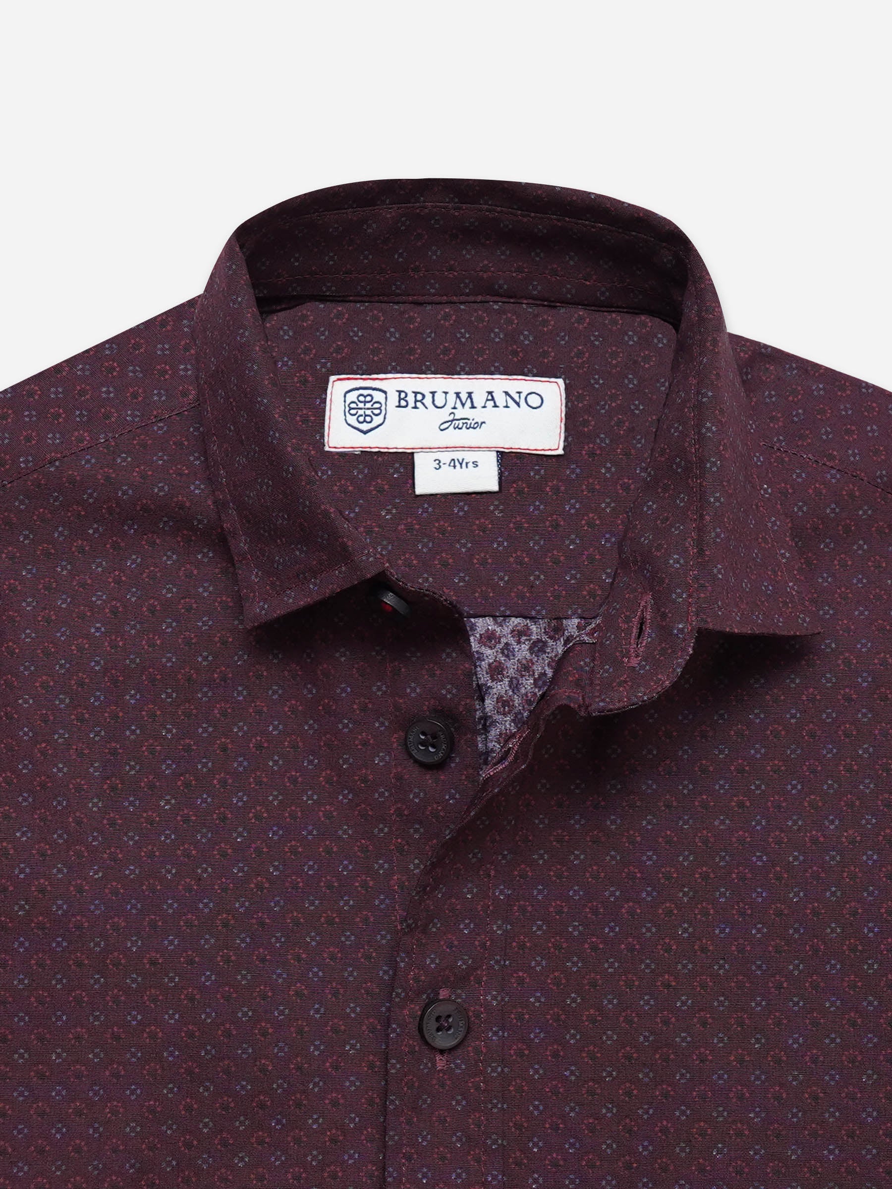 Dark Maroon Printed Long Sleeve Shirt - Junior