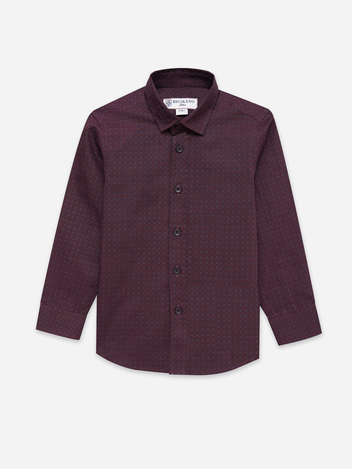 Dark Maroon Printed Long Sleeve Shirt - Junior