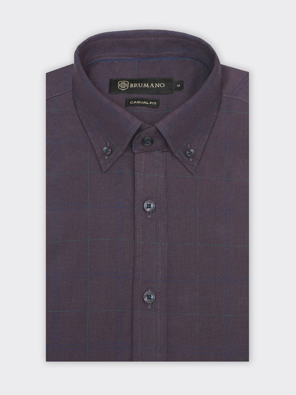 Dark Purple Structured Checkered Shirt