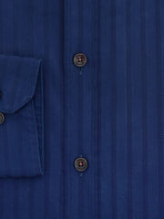 Dark Blue Structured Striped Formal Shirt