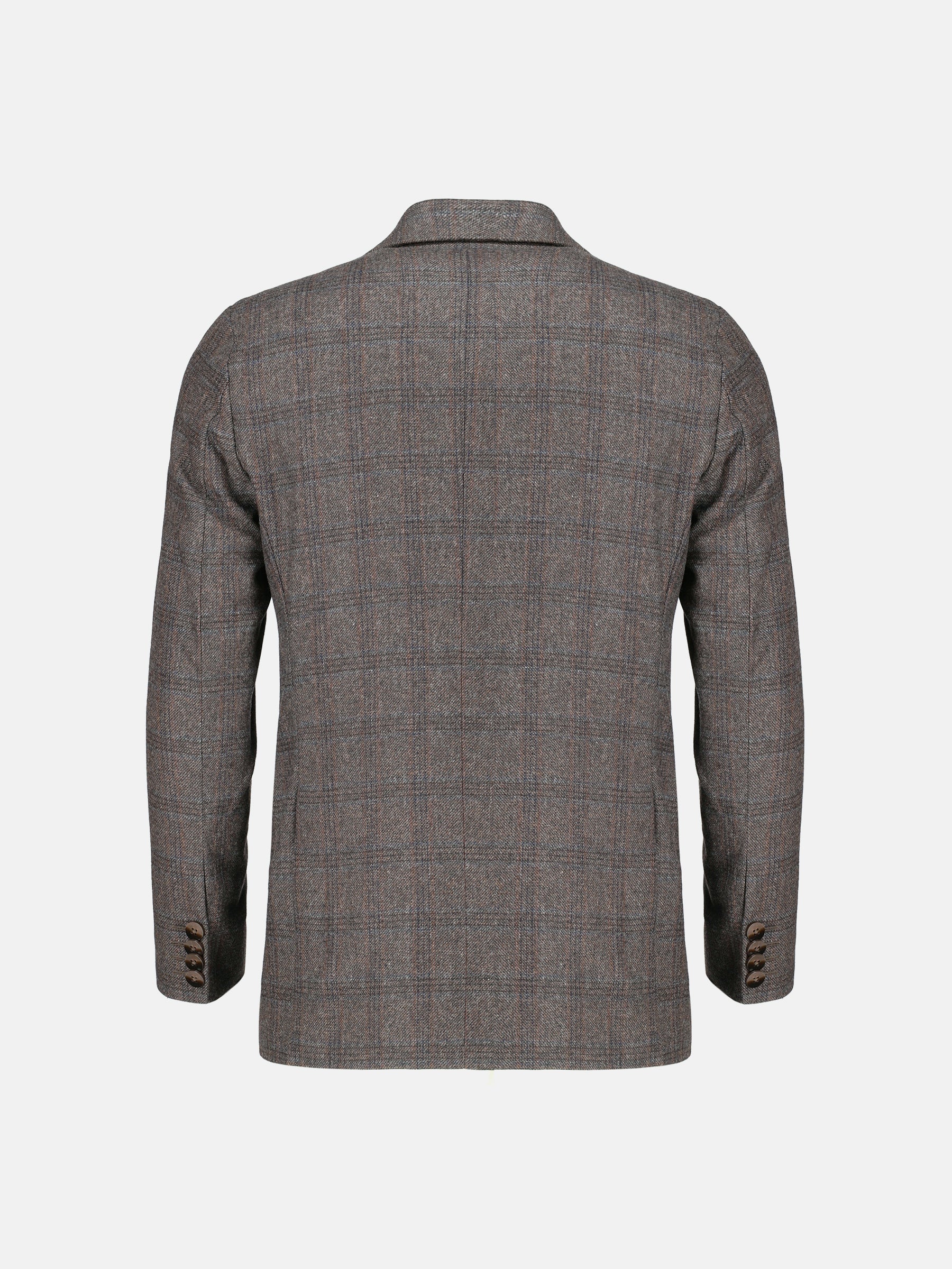 Dark Brown Checkered Wool Cashmere Blazer - Sartoria