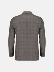 Dark Brown Checkered Wool Cashmere Blazer - Sartoria