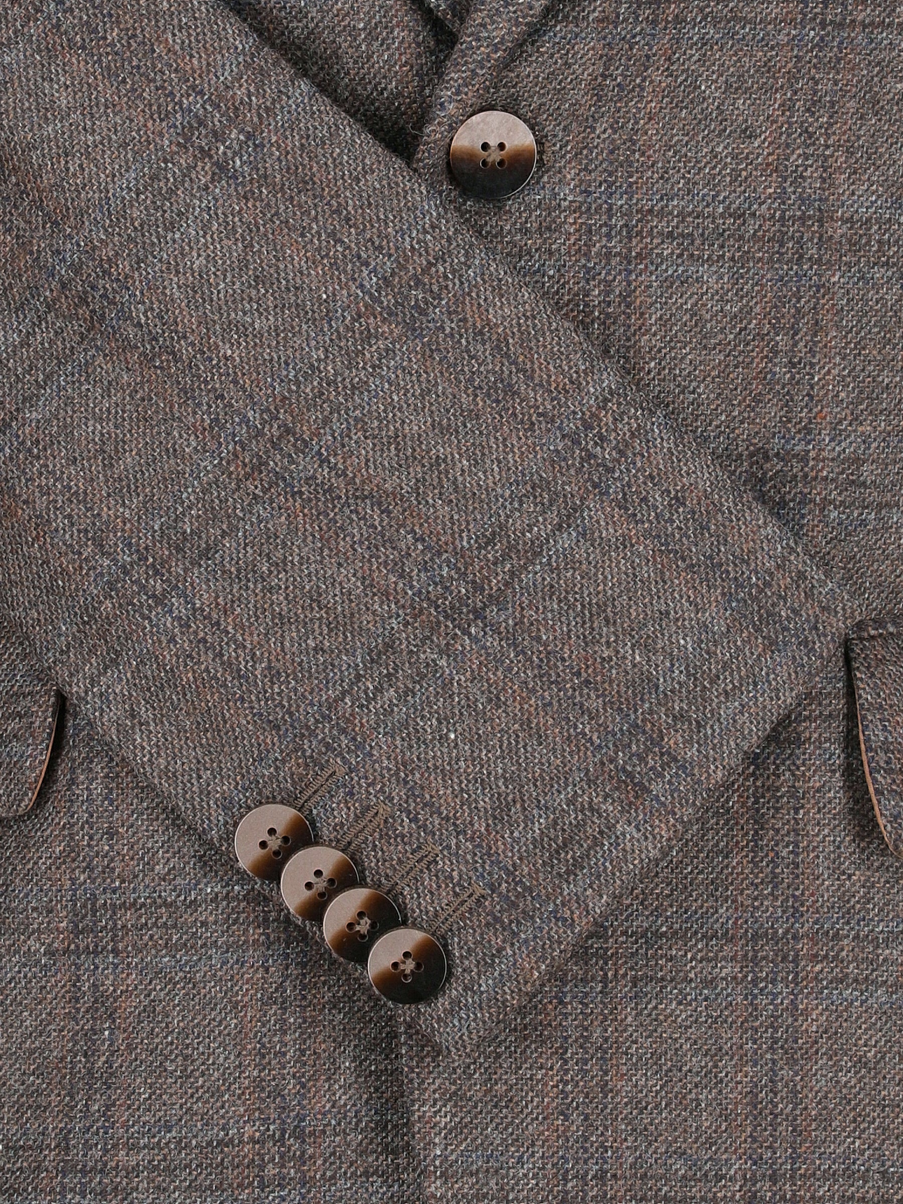 Dark Brown Checkered Wool Cashmere Blazer - Sartoria