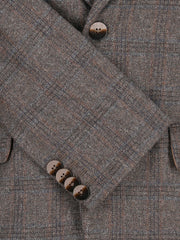 Dark Brown Checkered Wool Cashmere Blazer - Sartoria
