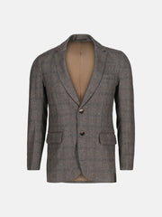 Dark Brown Checkered Wool Cashmere Blazer - Sartoria
