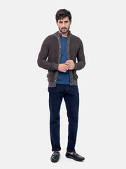 Dark Brown Chunky Knitted Button Cardigan