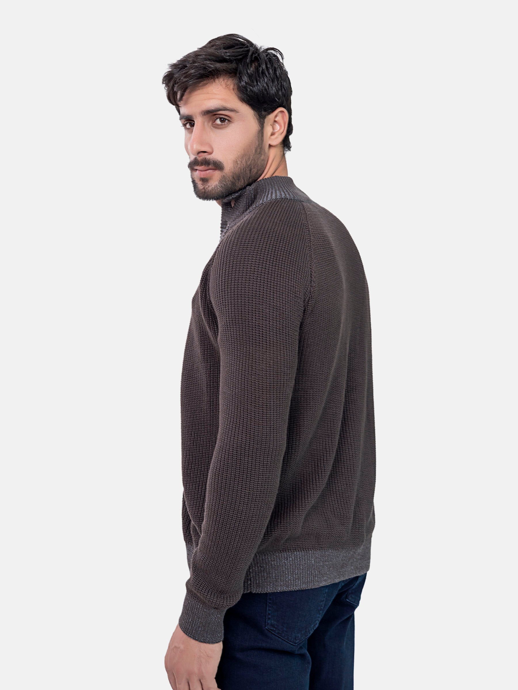 Dark Brown Chunky Knitted Button Cardigan