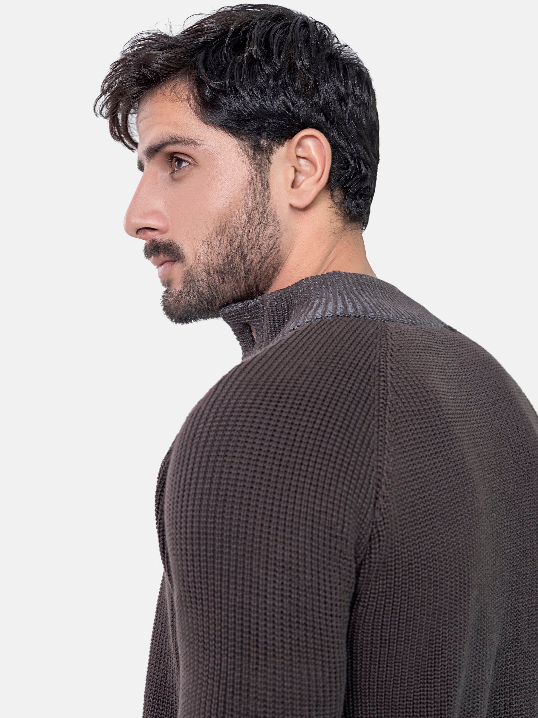 Dark Brown Chunky Knitted Button Cardigan