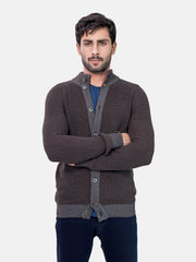 Dark Brown Chunky Knitted Button Cardigan