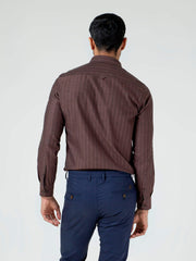 Dark Brown Striped Button Down Shirt