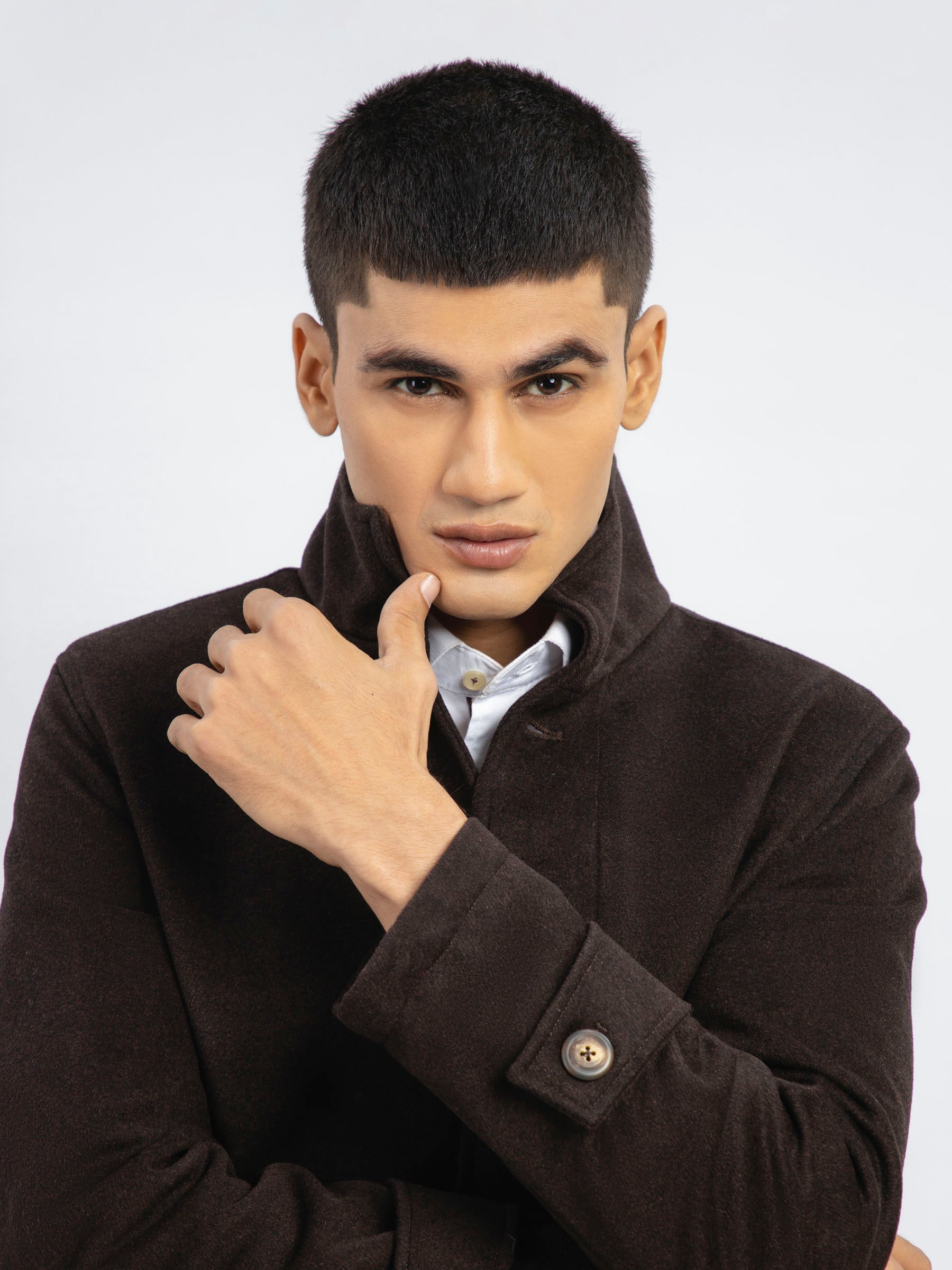 Dark Brown Wool Blended Long Coat - Limited Edition