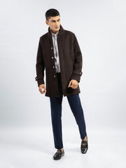 Dark Brown Wool Blended Long Coat - Limited Edition