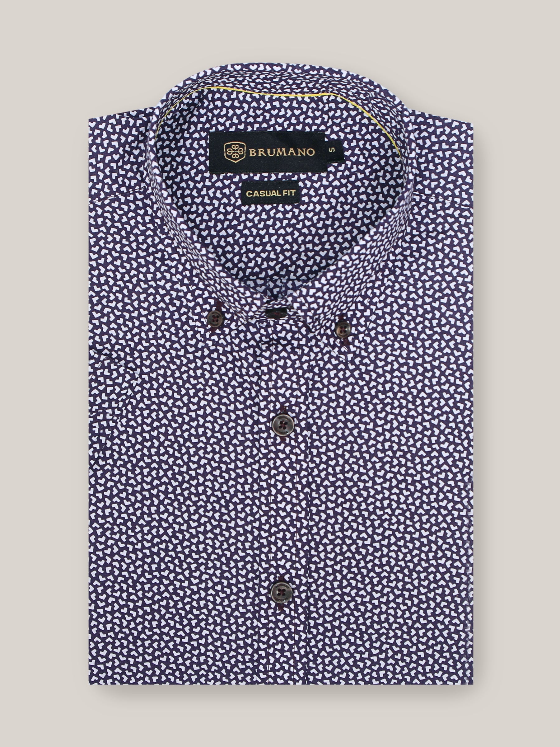 Dark Burgundy Printed Half Sleeve Shirt
