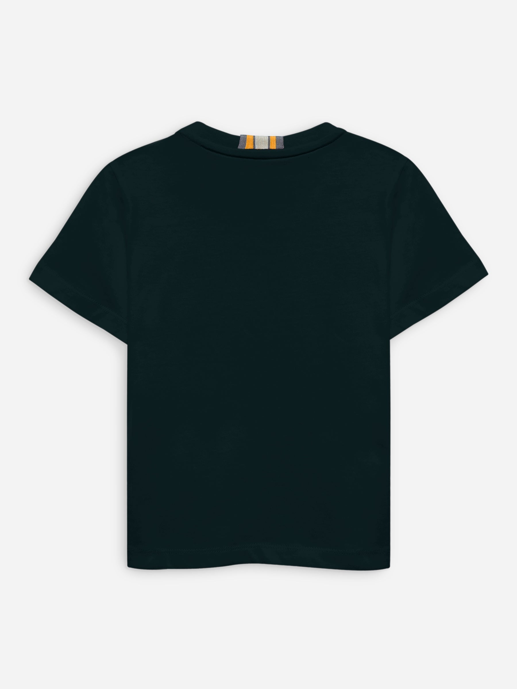 Dark Green 100% Cotton Casual Tee With Detailing