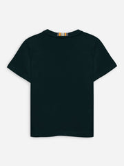 Dark Green 100% Cotton Casual Tee With Detailing