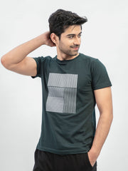 Dark Green Abstract 3d Printed Crew Neck T-Shirt