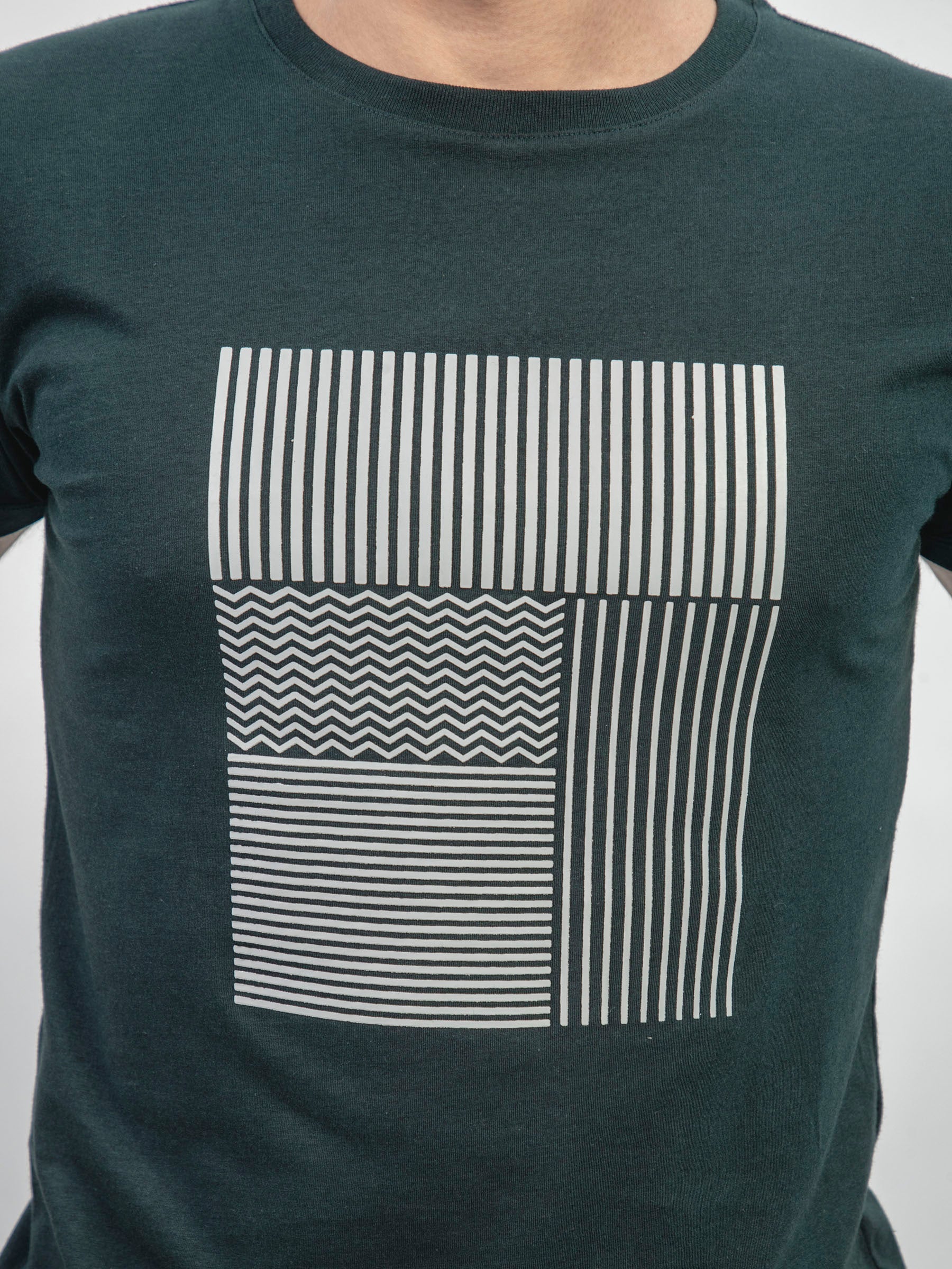 Dark Green Abstract 3d Printed Crew Neck T-Shirt