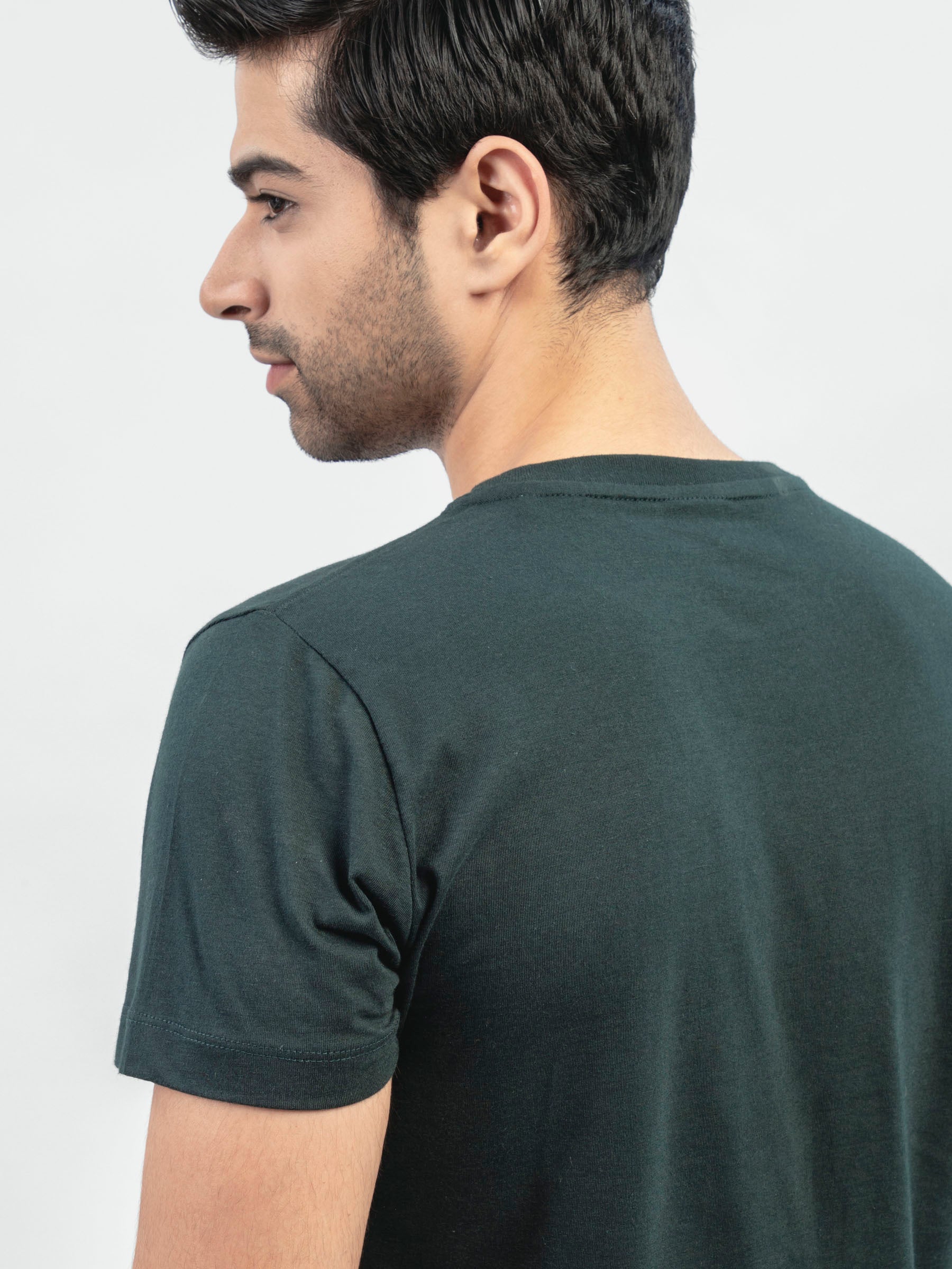 Dark Green Abstract 3d Printed Crew Neck T-Shirt