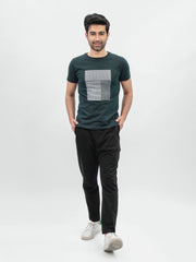 Dark Green Abstract 3d Printed Crew Neck T-Shirt