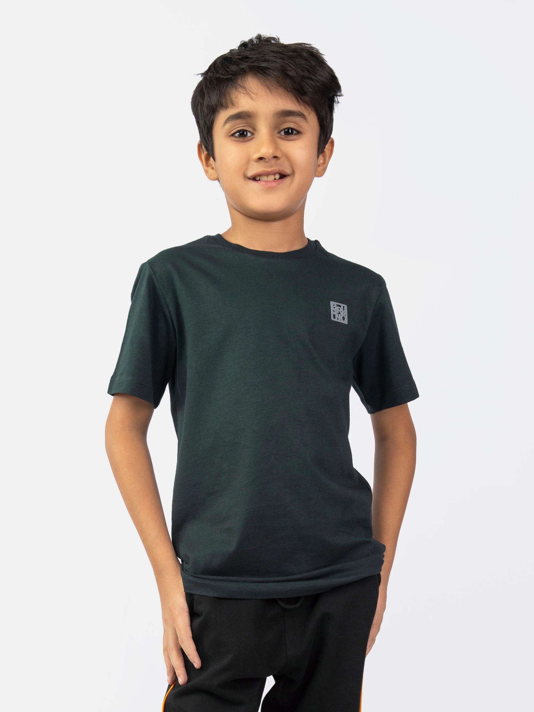 Dark Green Basic Crew Neck Casual T-Shirt