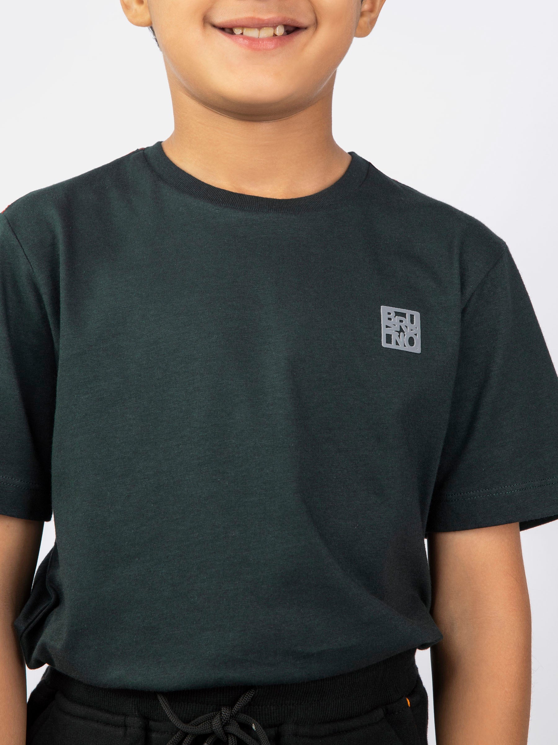 Dark Green Basic Crew Neck Casual T-Shirt