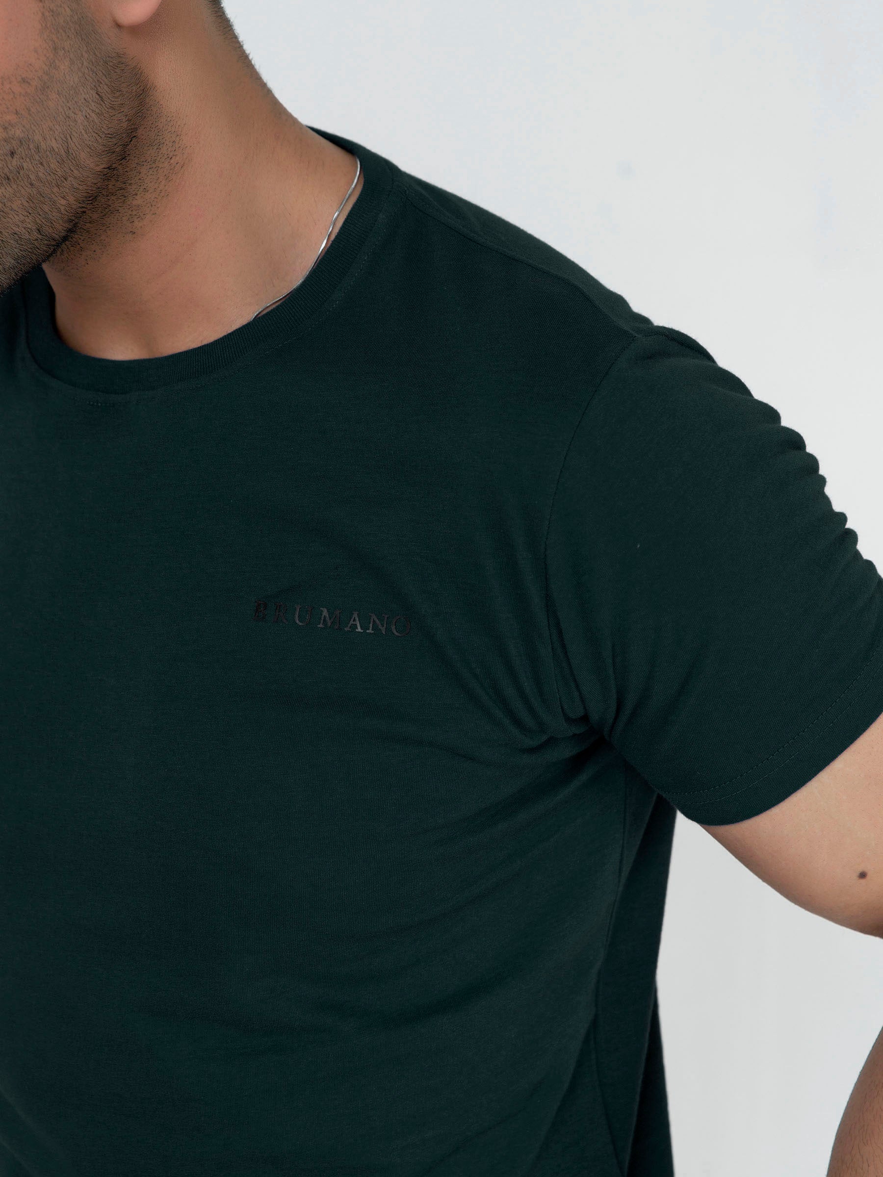 Dark Green Basic Crew Neck T-Shirt