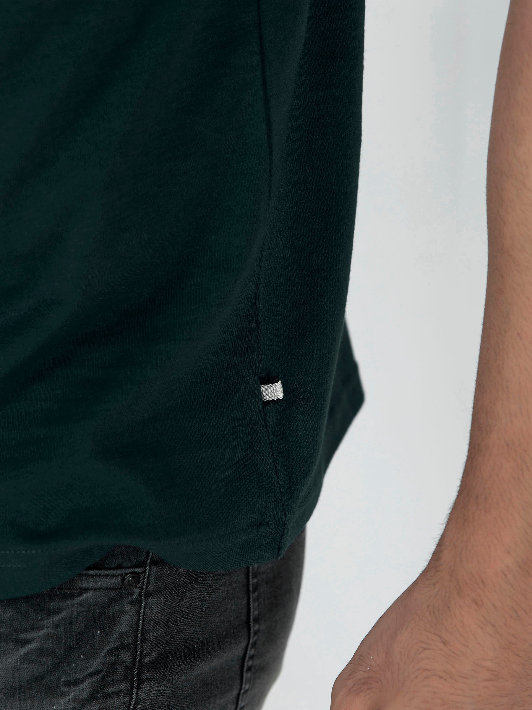 Dark Green Basic Crew Neck T-Shirt