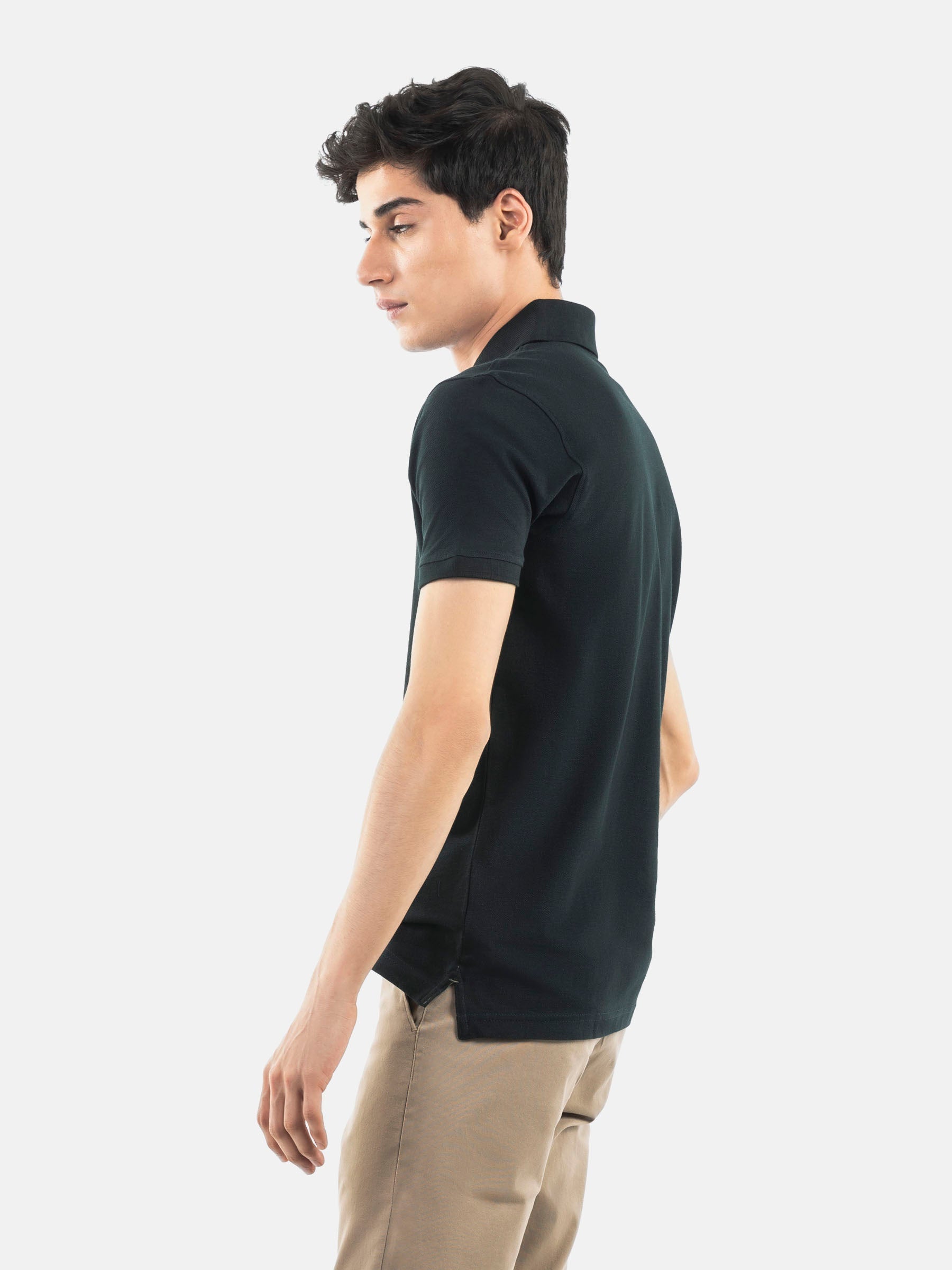 Dark Green Basic Pique Polo Shirt