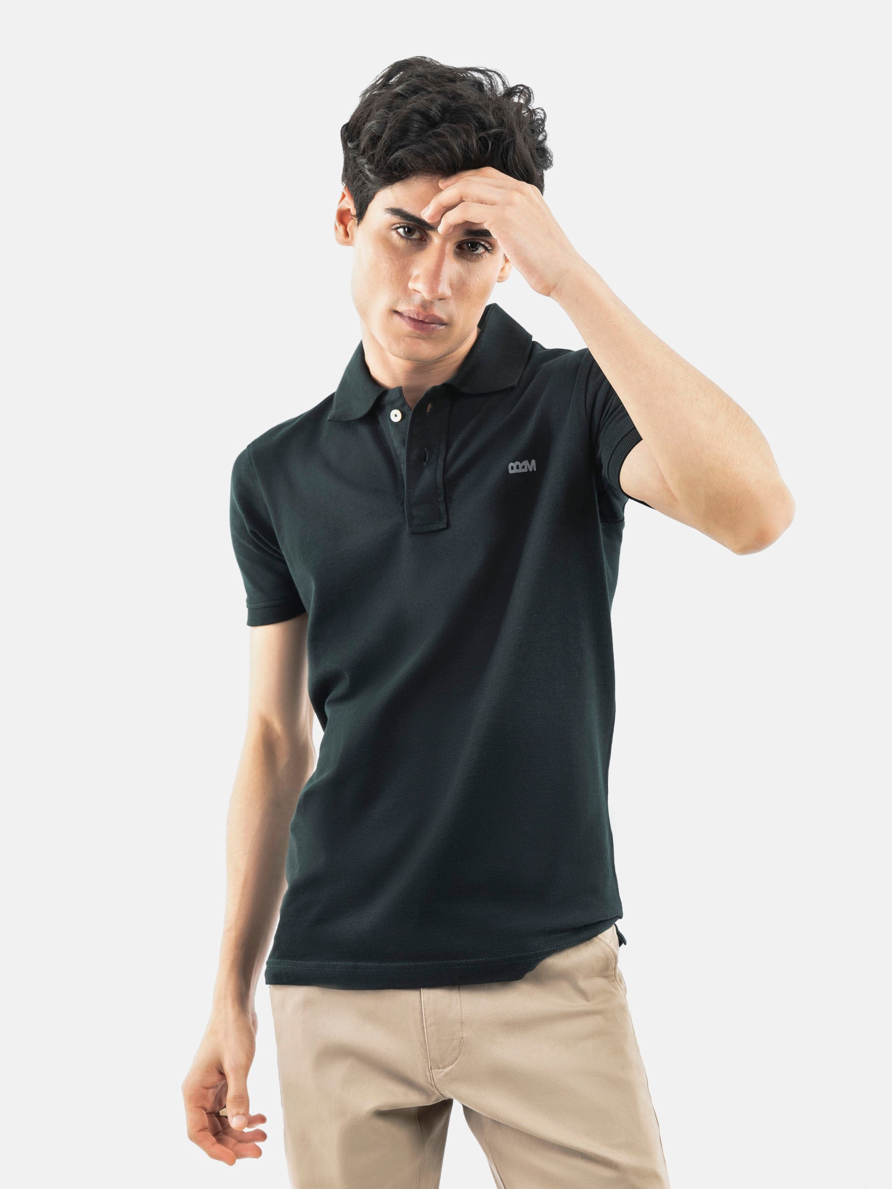 Dark Green Basic Pique Polo Shirt