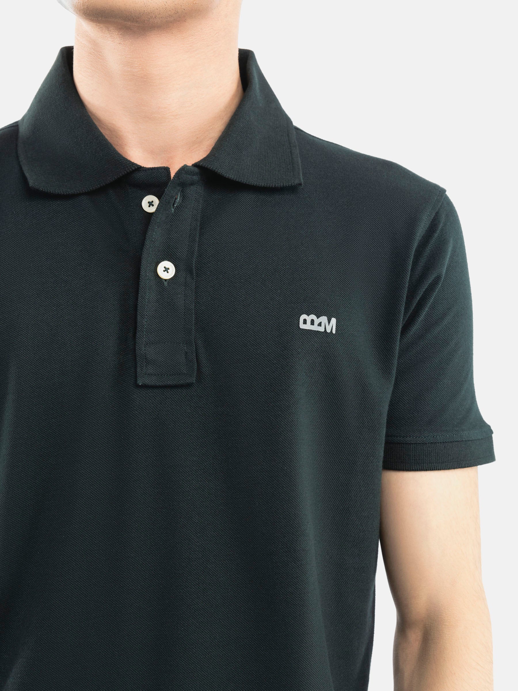 Dark Green Basic Pique Polo Shirt