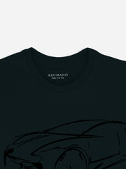 Dark Green Graphic 'Car' Printed Casual Tee