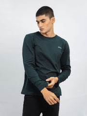 Dark Green Long Sleeve Crew Neck T-Shirt