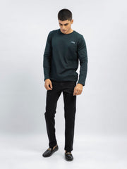 Dark Green Long Sleeve Crew Neck T-Shirt
