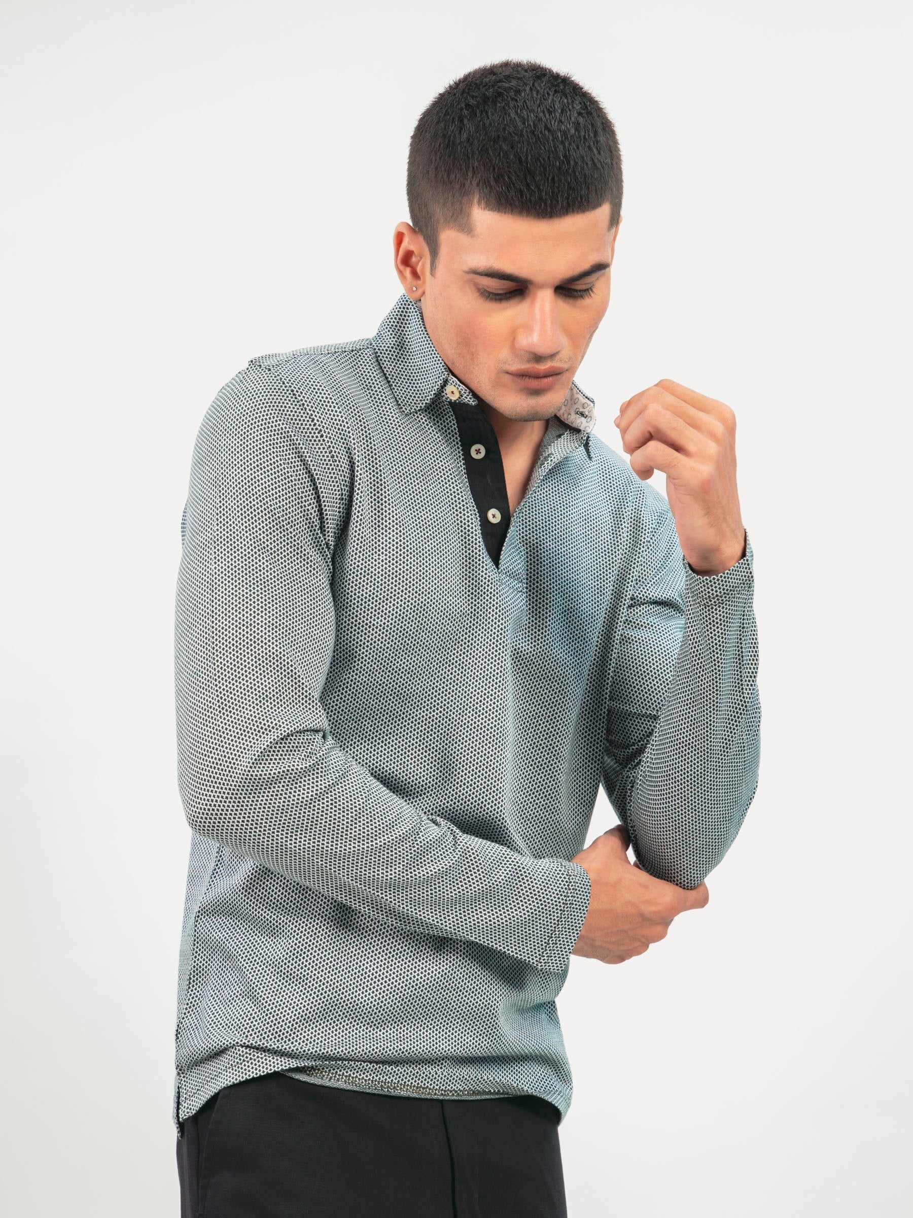 Dark Green Mercerized Full Sleeves Polo Shirt