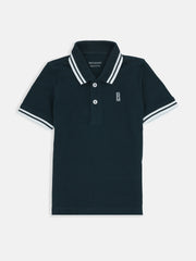 Dark Green Pique Casual Tipped polo