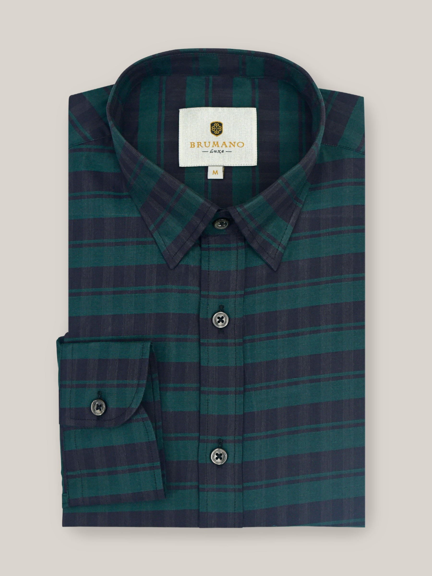 Dark Green & Black Horizontal Striped Shirt