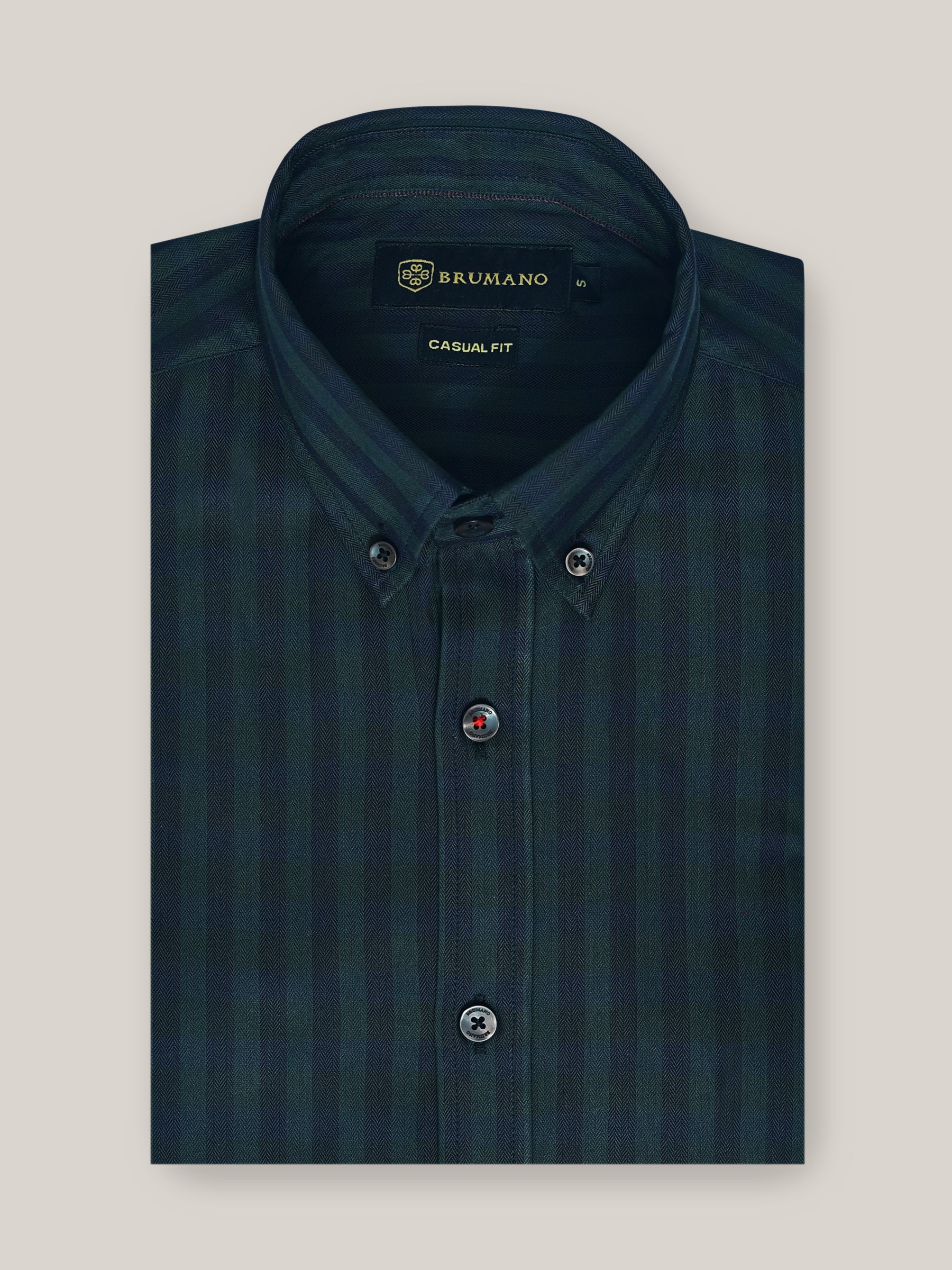 Dark Green & Black Striped Button Down Shirt