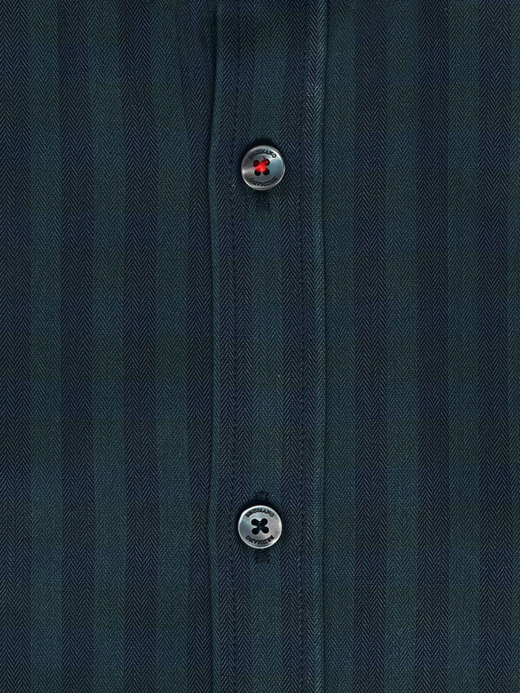 Dark Green & Black Striped Button Down Shirt