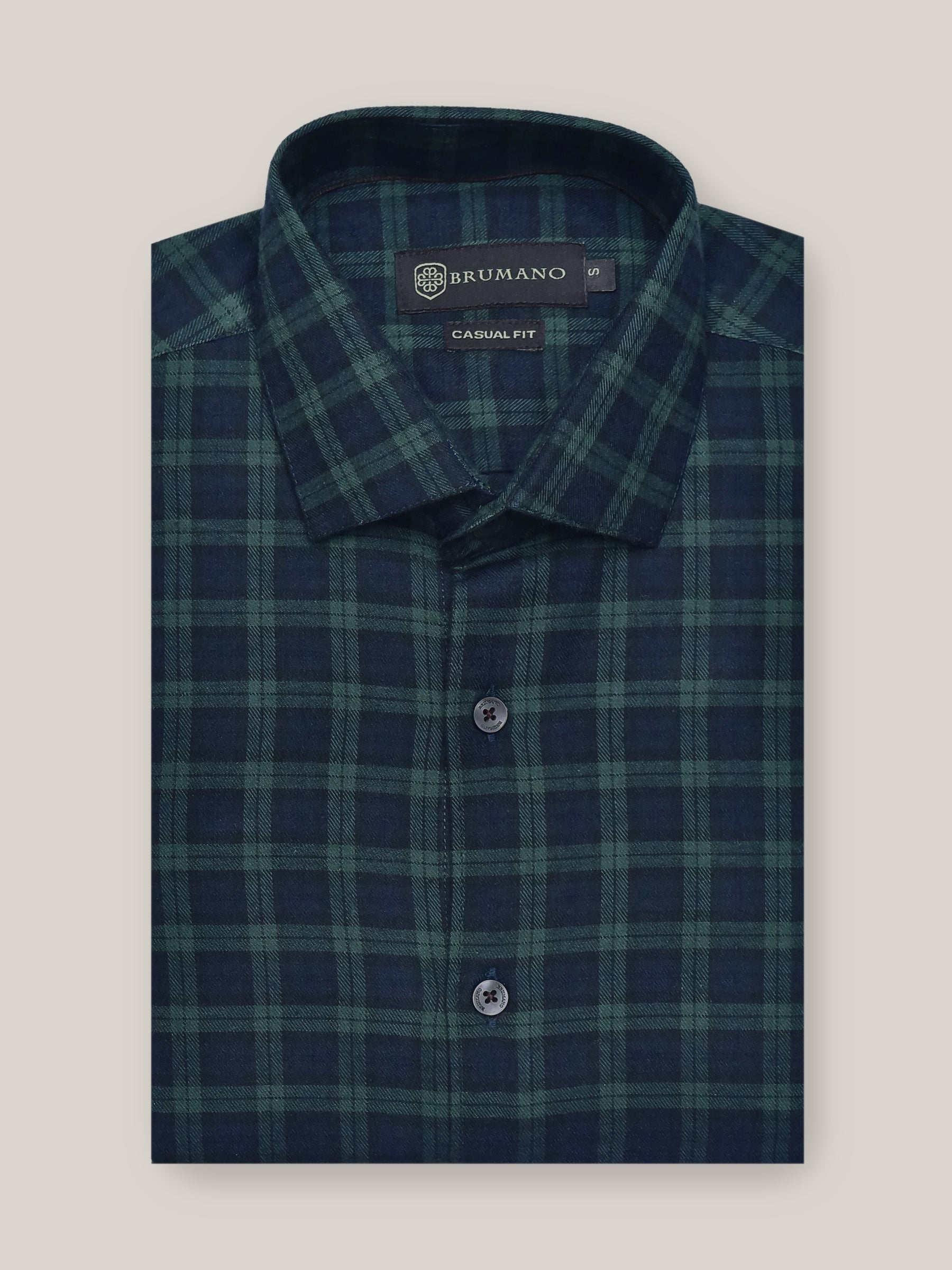 Dark Green & Blue Flannel Checkered Shirt