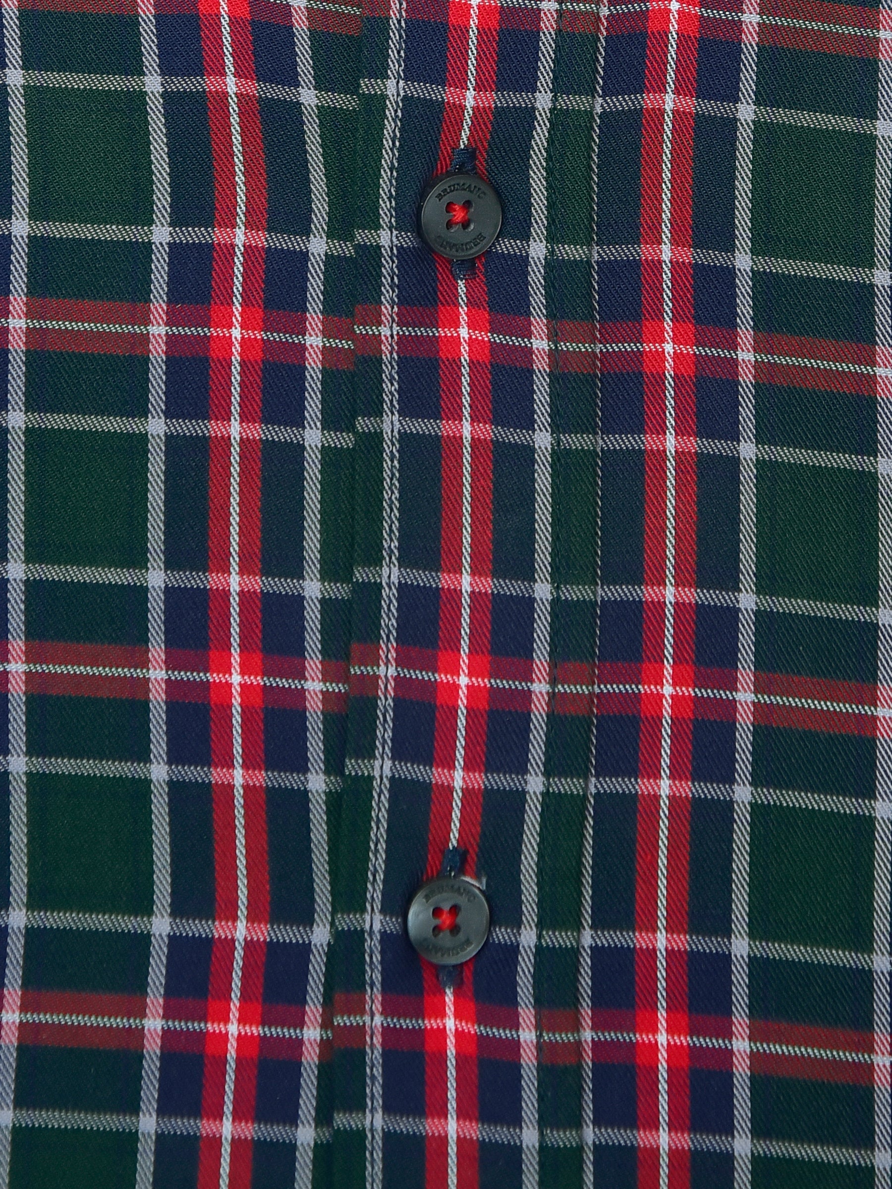 Dark Green & Red Flannel Checkered Shirt
