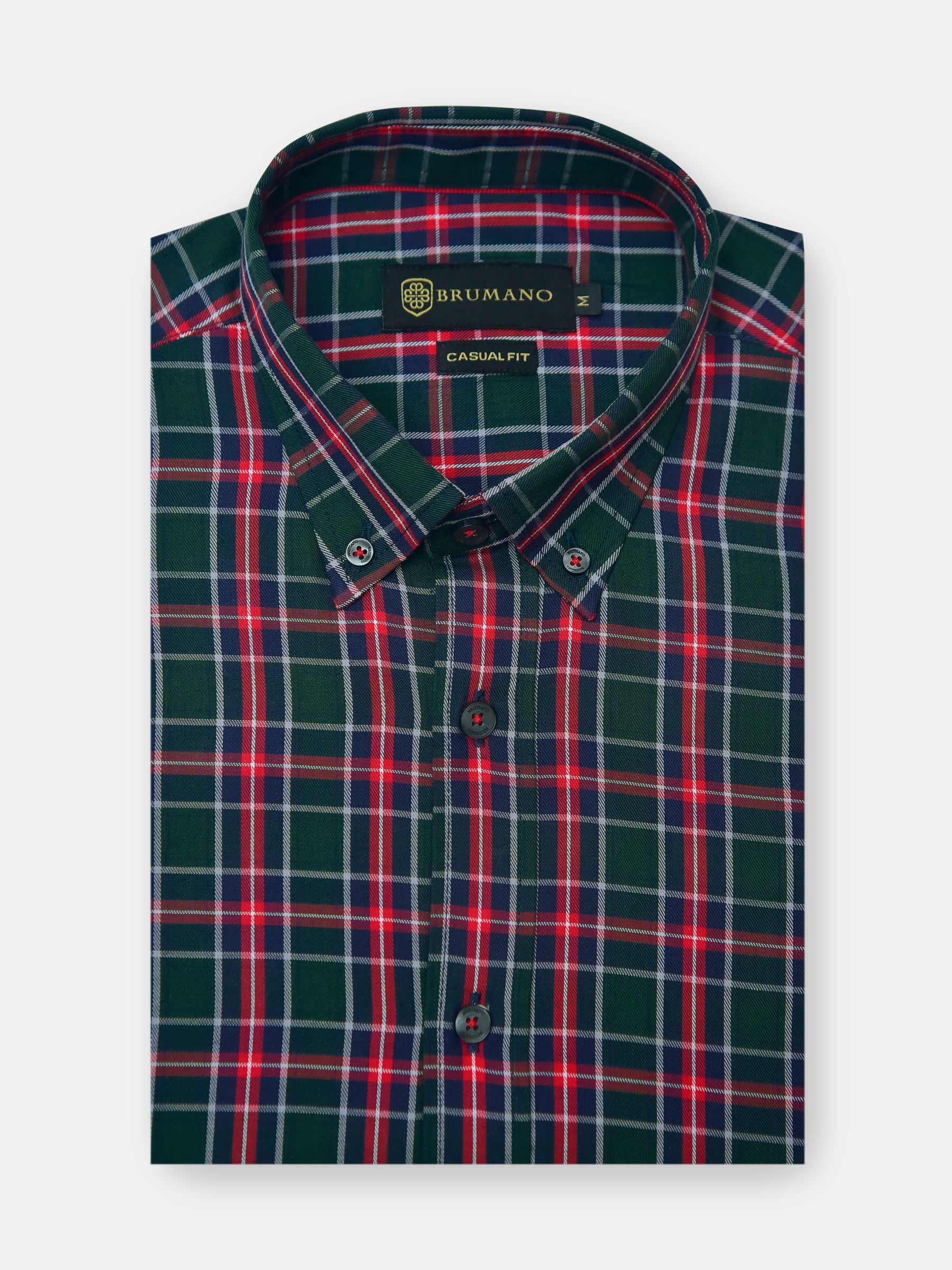 Dark Green & Red Flannel Checkered Shirt