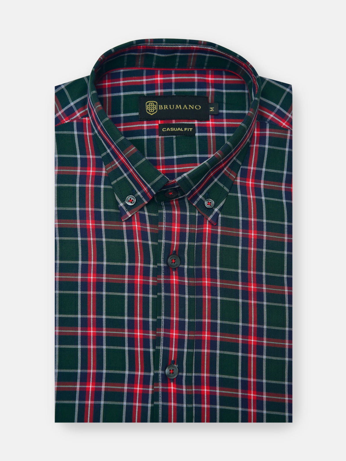 Dark Green & Red Flannel Checkered Shirt