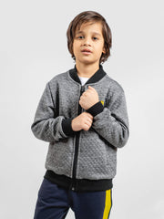 Dark Grey Casual Quilted Baseball Jacket - Unisex