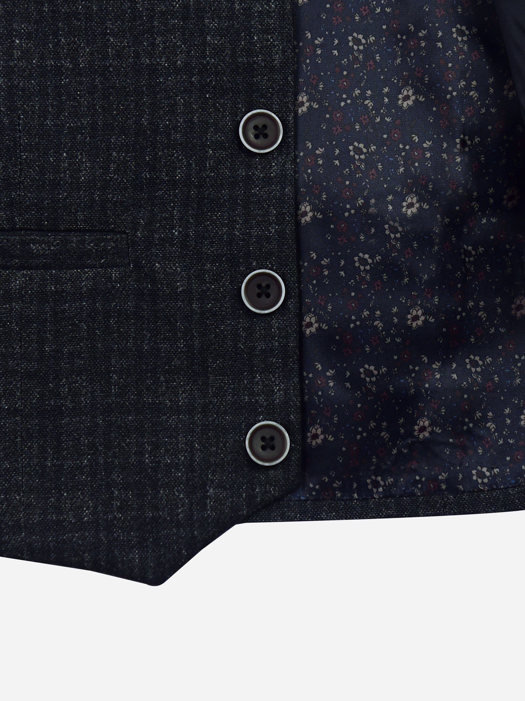 Dark Grey Checkered Suit Vest With Bow